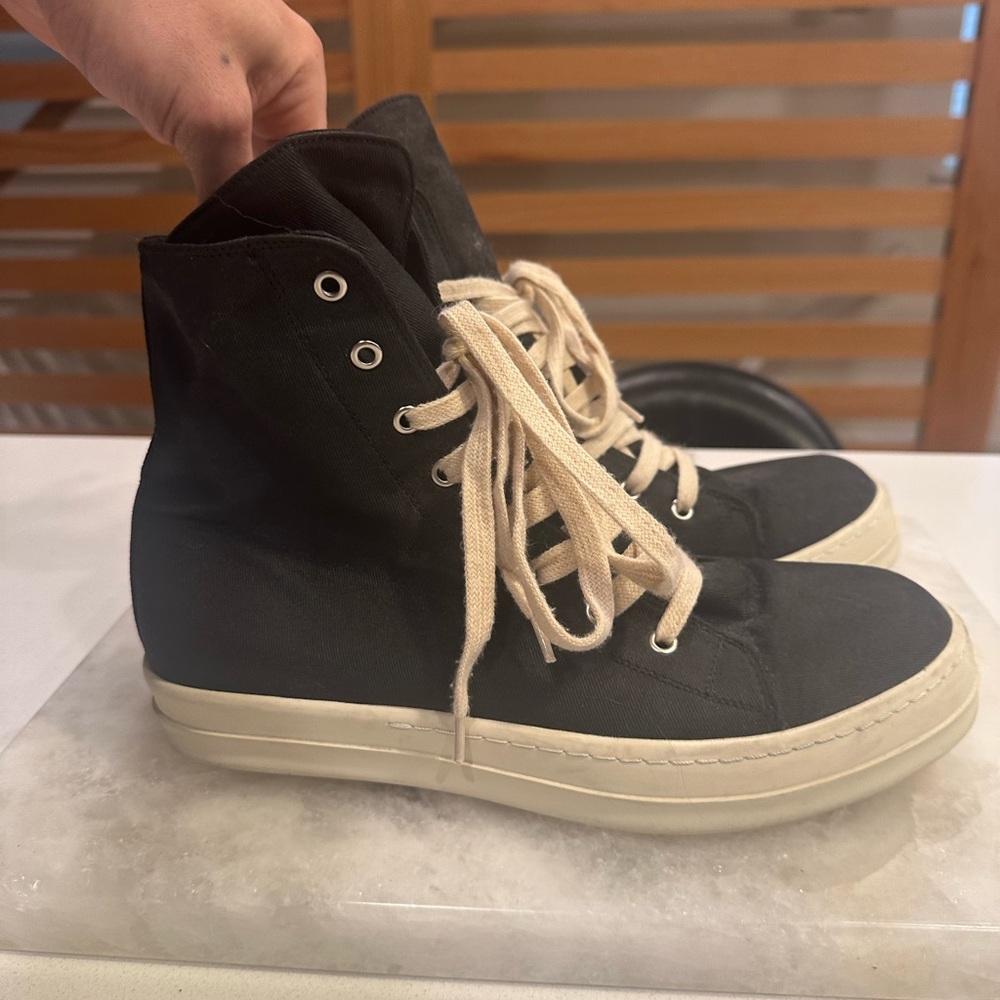 Rick Owens-ish Black High-Top Men's Sneakers